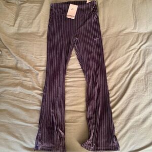 Nike Girls Ribbed Velvet Flare Pants Black NWT Y2K Script Logo Size Large